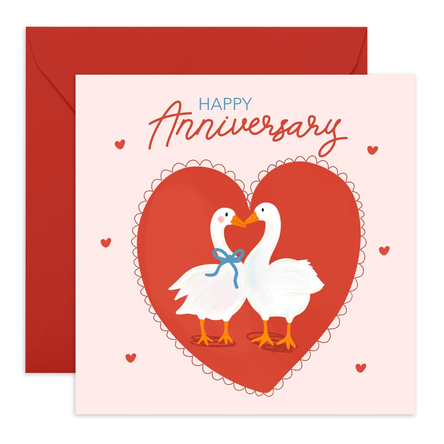 Sweet Anniversary Card - 'Anniversary Geese' - Romantic Gifts for Husband, Wife, Married Couples, His, Her , Mum & Dad - Heart You - Comes with Fun Stickers