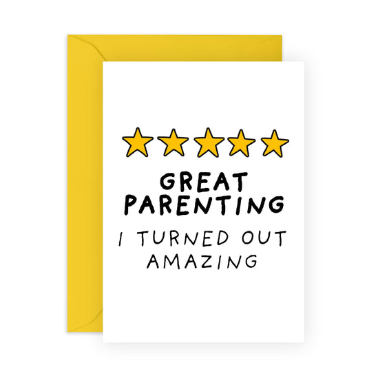 Thank You Card for Parents - 'GREAT PARENTING' - Gifts For Mum, Dad, Ma, Pop, Mama, Her, Him From Son and Daughter - Birthdays, Mothers Day, Fathers Day - Appreciation Presents - Comes with Stickers