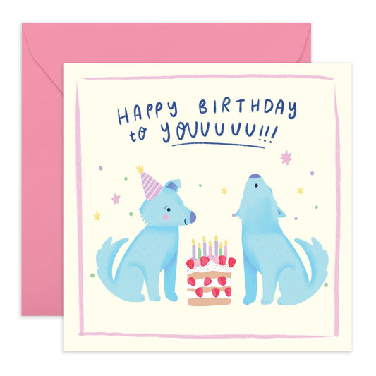 Birthday Greeting Card - 'HAPPY BIRTHDAY TO YOUUU WOLVES' - Perfect for Celebrating with a Cute Wolf - Ideal for Adding a Wild and Joyful Touch to Any Birthday - Comes With Stickers By Central 23
