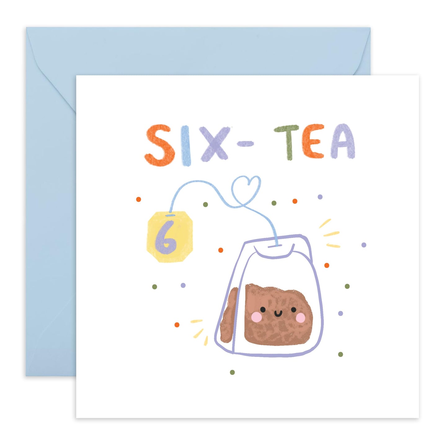 60th Birthday Card Teabag - 'Six Tea' - Gifts for Men, Women, Retired, Seniors, Grandma, Grandpa - Creative Sixty Years Old - Comes with Fun Stickers