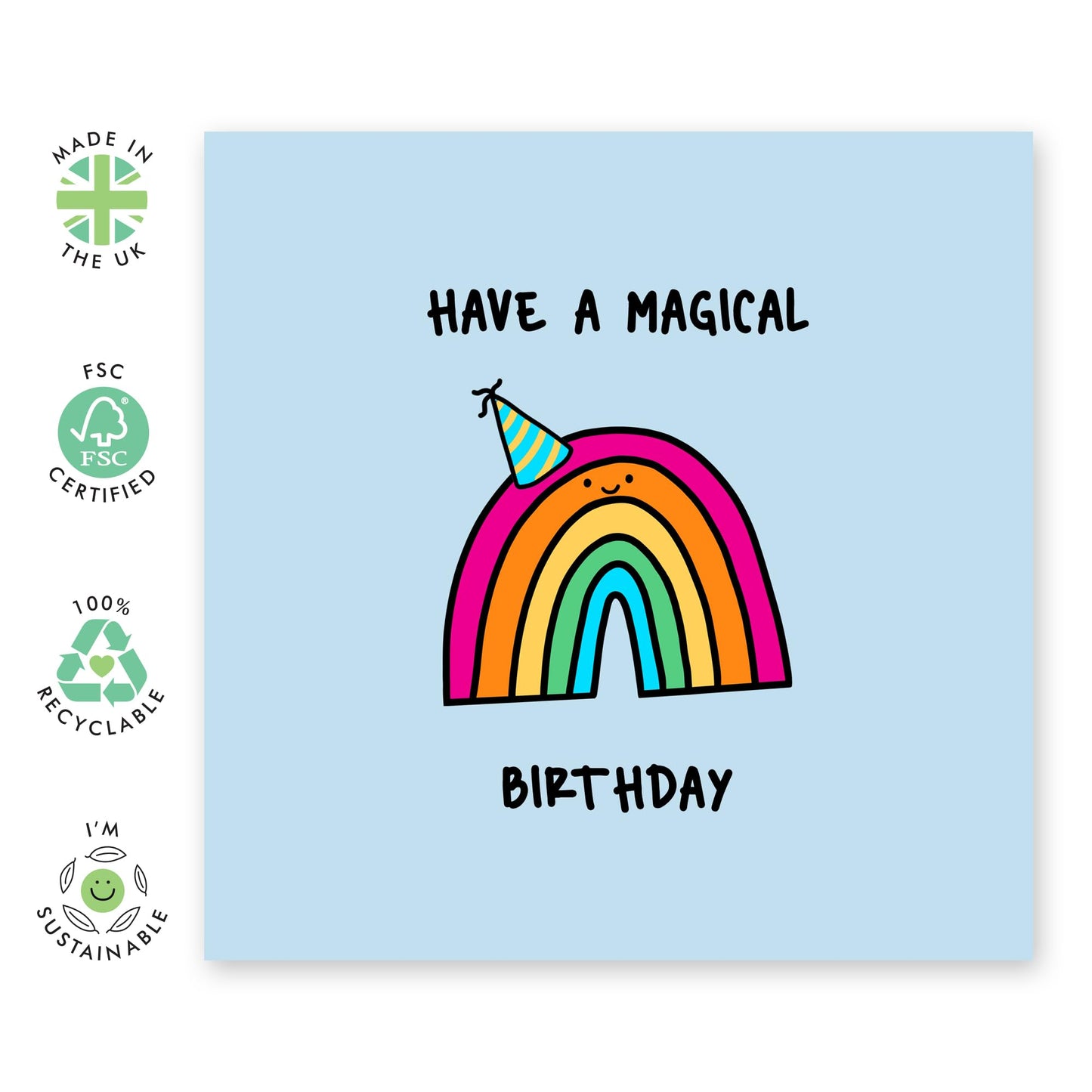 Kids Birthday Card - Magical Birthday Rainbow - Cute Birthday Cards For Men Women Boys Girls - Friends Birthday Card - Comes With Stickers - Blank Inside - By Central 23