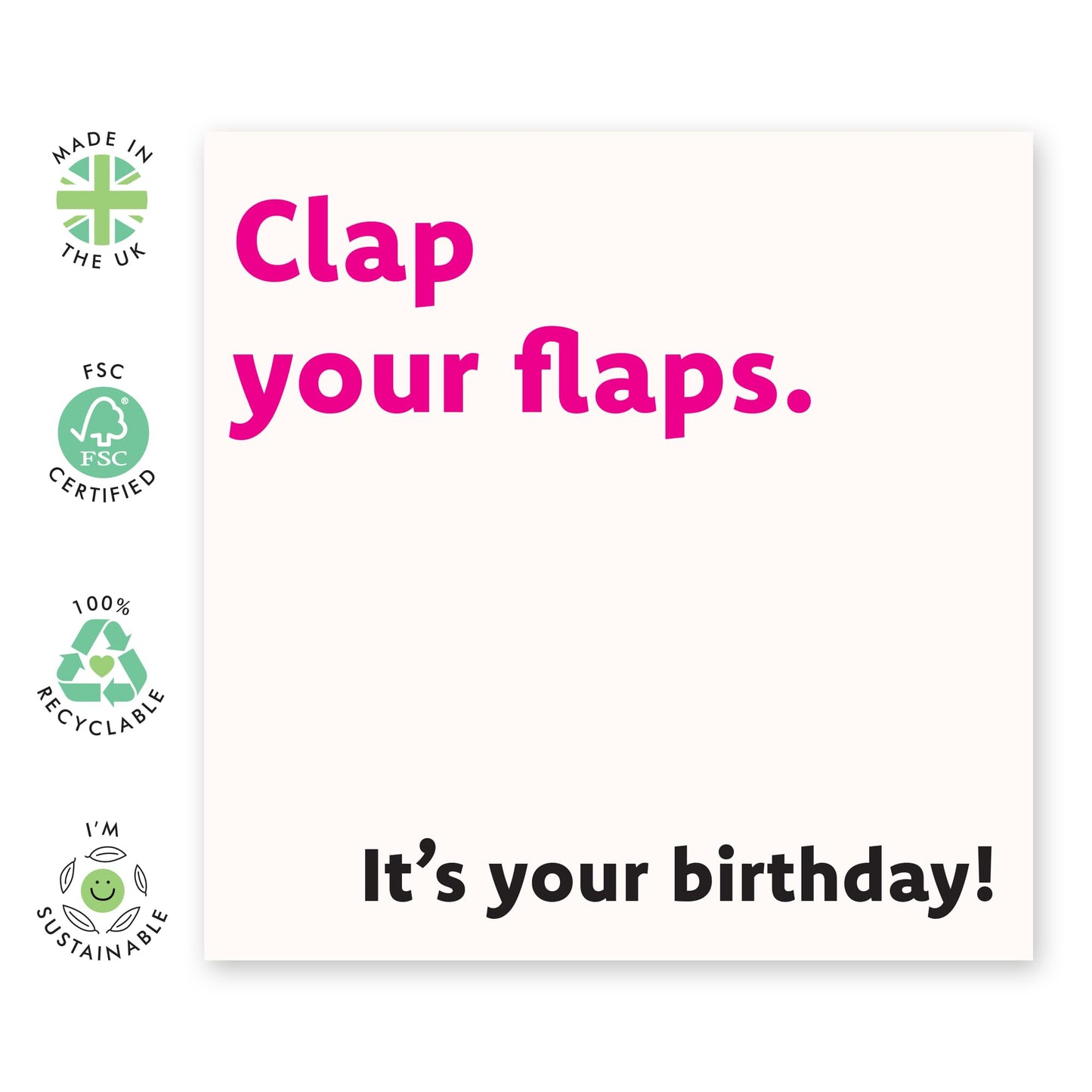 Happy Birthday Card - 'Clap Your Flaps' - Gifts for Co-worker, Colleagues, Friends, Bruv, Brother, Cousin, BFF- For The Guys - Comes with Fun Stickers