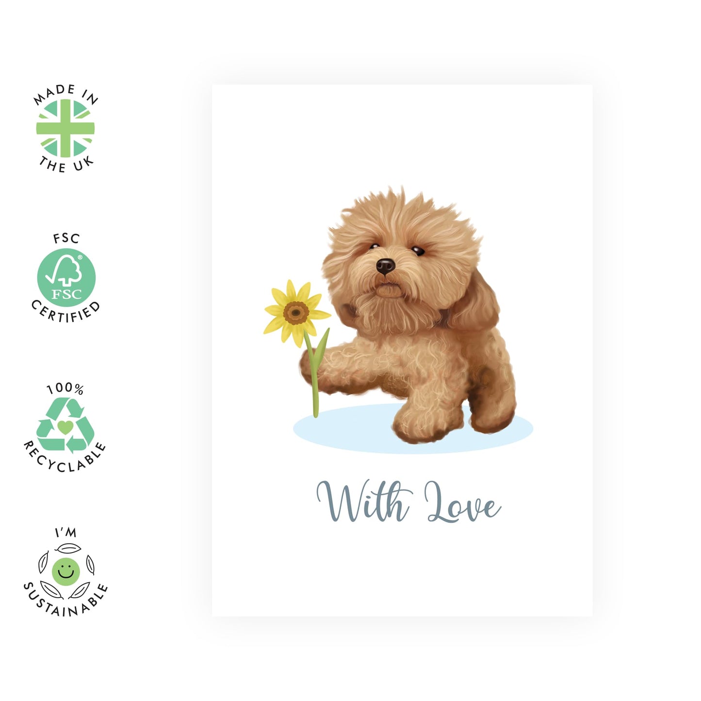 Greeting Cards From Dog - With Love Fluffy Dog - Sweet Dog Birthday Card - For Fur Mum Dad - Pet Owner - Doodled A Paw Print Just For You - Gifts From Fur Baby - Comes With Stickers - By Central 23