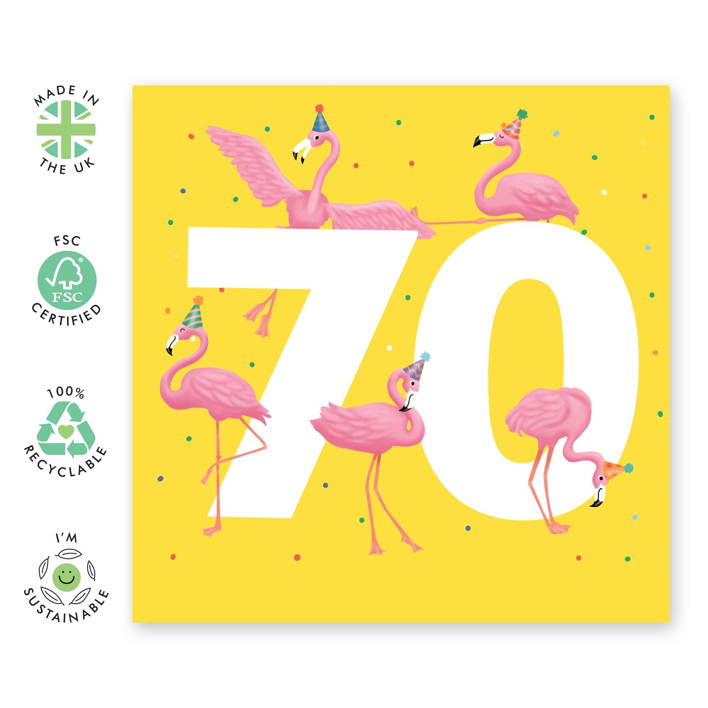 70th Birthday Card For Women - Flamingo Age 70 - Wife Mum - Floral Birthday Card Happy Seventieth Birthday Greeting Card Grandma Grandmother - Comes With Fun Stickers - By Central 23