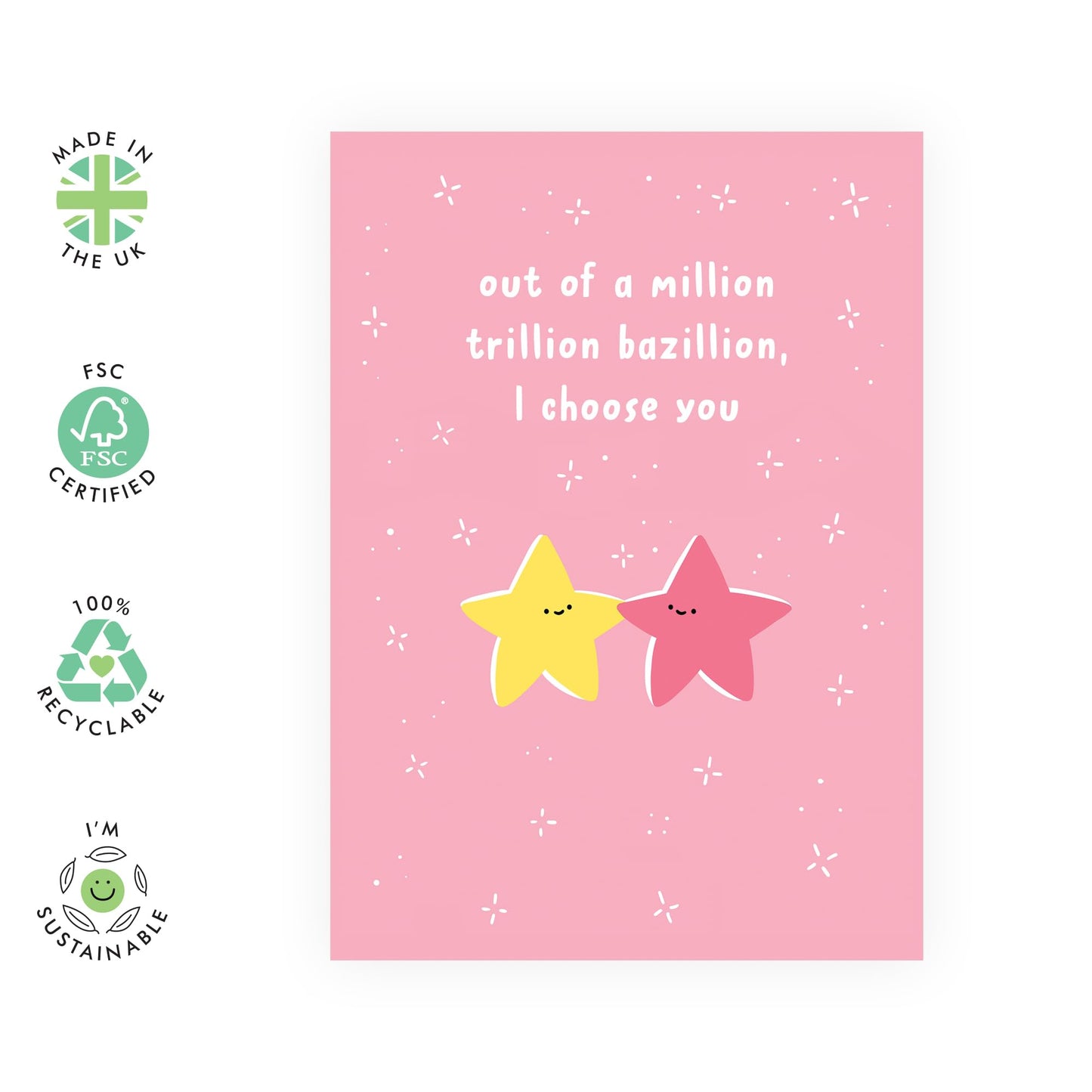 Engagement Card For Fiance - One In A Milllion Trillion Bazillion - Cheeky Thinking Of You Cards - Sweet Heartfelt Anniversary Card For Couple Boyfriend Girlfriend - Comes With Stickers By Central 23