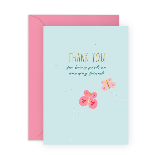 Friend Birthday Card Female - Amazing Friend - Butterfly - Cute Friendship Gifts For Women - Thank You Cards For BFF Bestie - Best Friend Card - Comes With Stickers - By Central 23