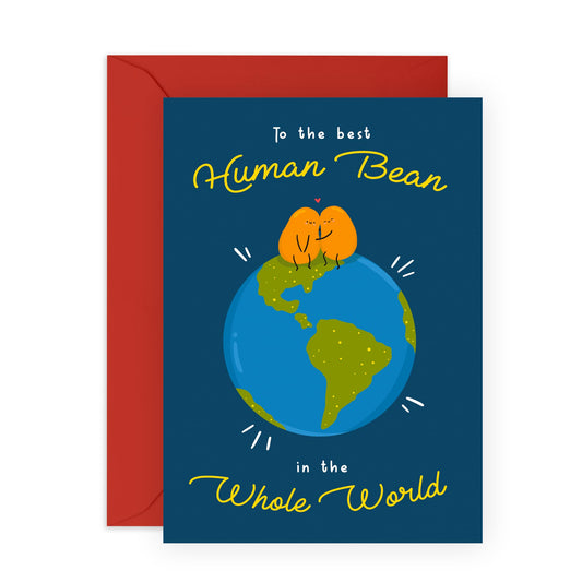 Valentines Card For Girlfriend Boyfriend Partner - Best Human Bean In The Whole World - Wedding Anniversary Card For Husband Wife - Romantic Card For Him Her - Comes With Fun Stickers By Central 23