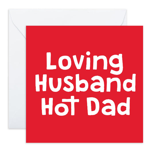 Happy Birthday Husband Card - Loving Husband Hot Dad Red - Sweet Fathers Day Card From Daughter Son - Thank You Gift For Him Papa Daddy - From Wife Fiancé Partner - Comes With Stickers By Central 23