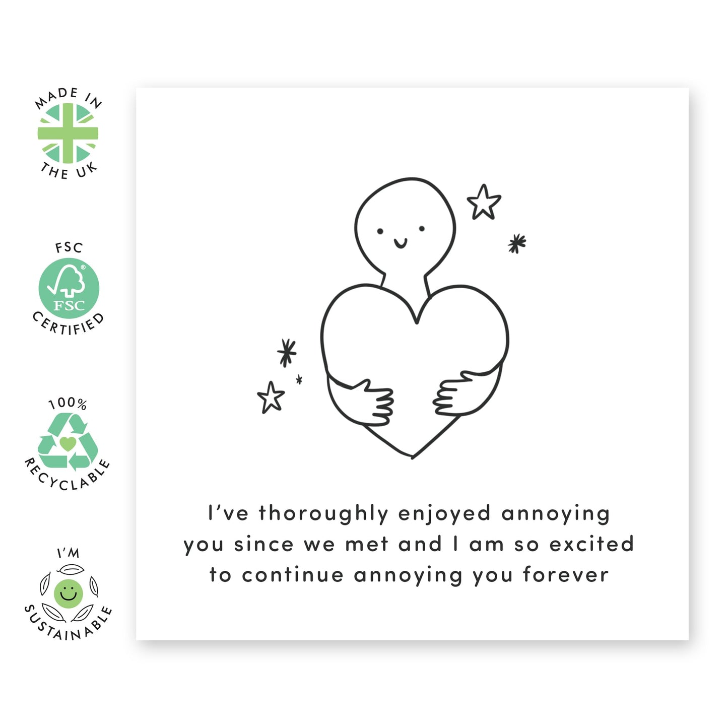 Valentines Card For Girlfriend Boyfriend Partner - I've Throughly Enjoyed Annoying You - Wedding Anniversary Card For Husband Wife - Romantic Card For Him Her - Comes With Fun Stickers By Central 23