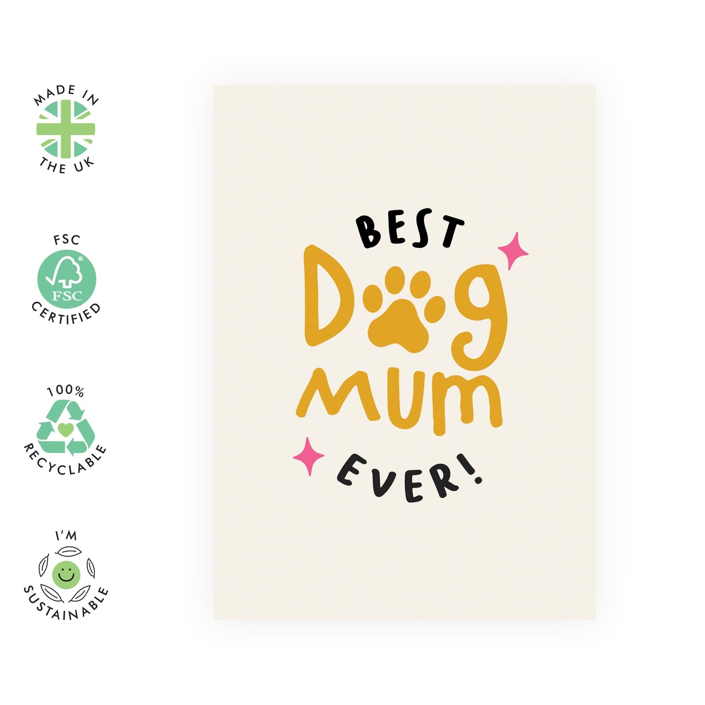 Birthday Card From Dog For Women - Best Dog Mum Ever - Mother's Day Card For Fur Mum Paw Parents - Sweet Gifts For Her From Pets - Comes With Stickers And Envelopes By Central 23