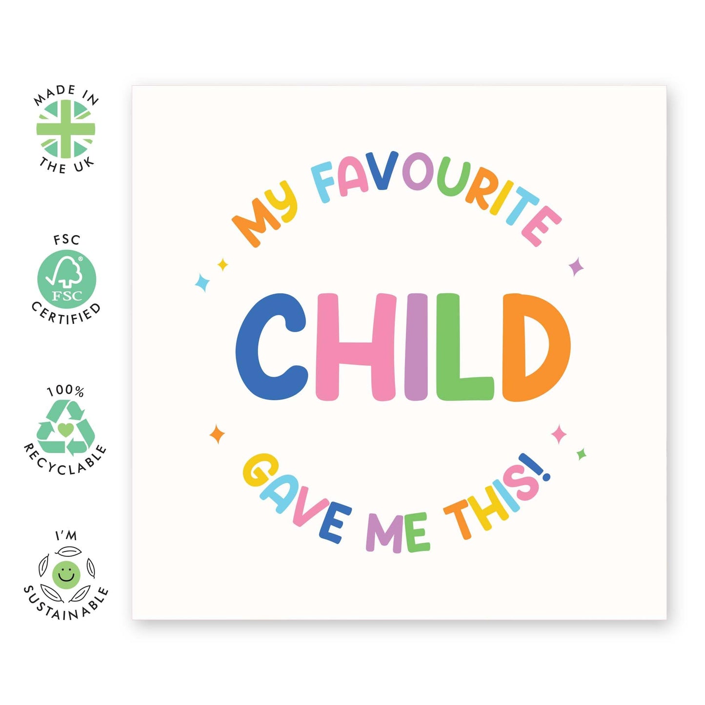 Funny Mum Dad Birthday Card - My Favourite Child - Greeting Card For Parents, Him, Her, Mummy, Daddy, Pops, Men, Women from Son or Daughter - Mother's Day Card - Comes With Stickers
