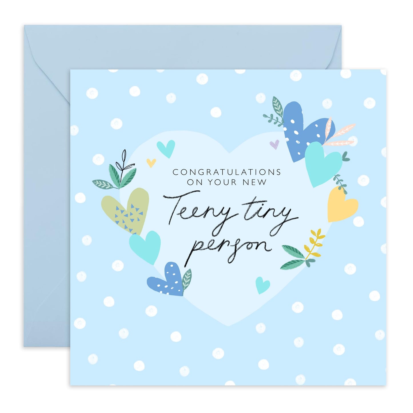 Baby Shower Card - Teeny Tiny Person - Congratulations Baby Boy Card - Welcome Home Well Done Baby On The Way - Dad And Mum To Be Card - Comes With Stickers - By Central 23