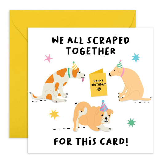 Dog Birthday Card For Men And Women - All Scraped Together For This Card - Cute Birthday Card From Dog - Gift For Fur Parents Dog Mum Dad - Comes With Fun Stickers By Central 23