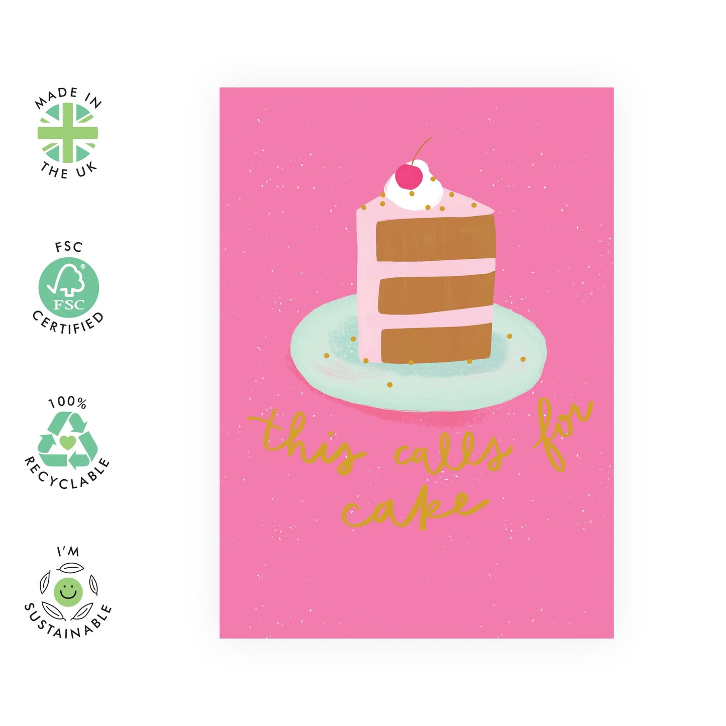 Female Birthday Card - This Calls For Cake - Cute Greeting Cards For Mum Sister Auntie Nana - Gifts For Her - Comes With Stickers And Envelope - By Central 23