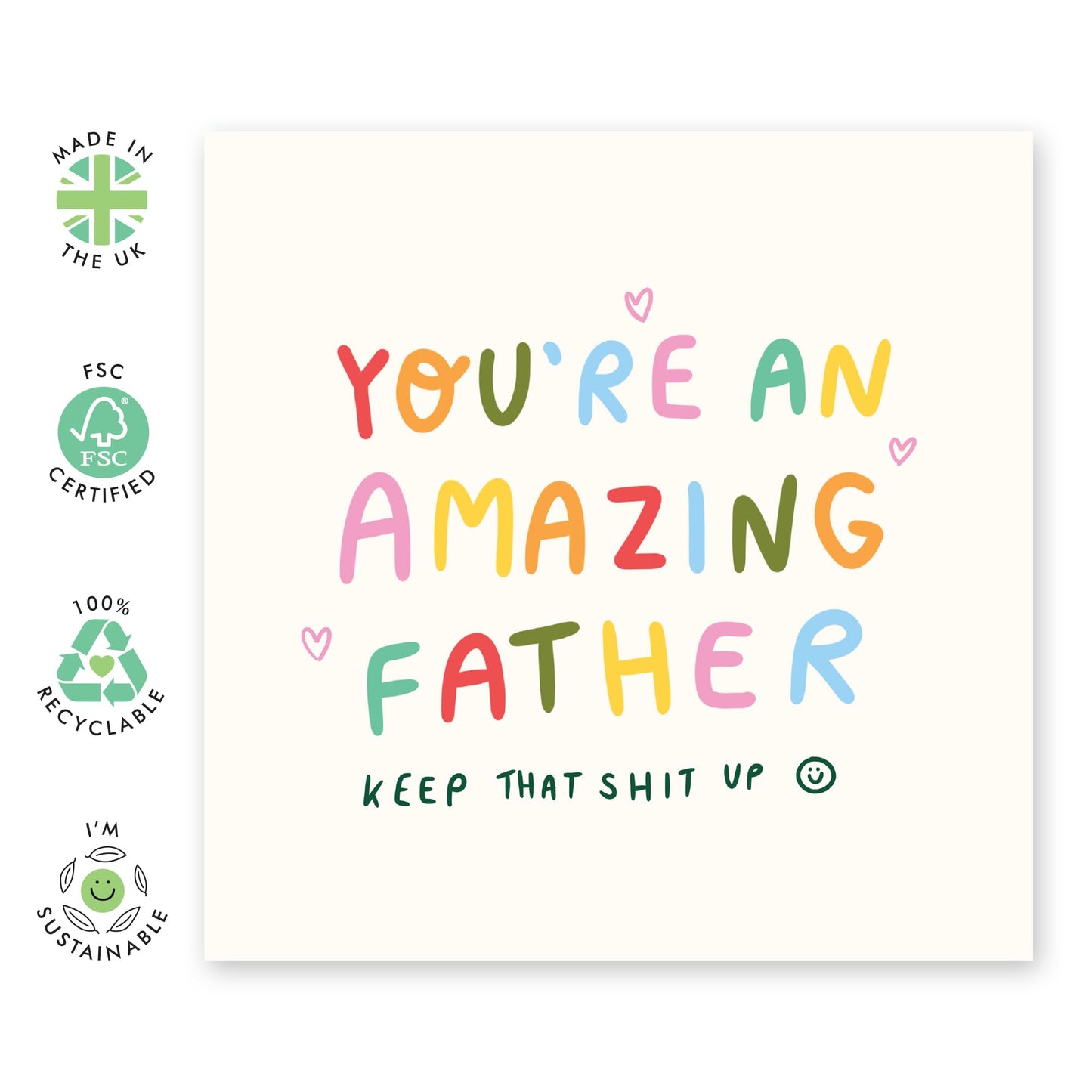 Dad Birthday Cards From Daughter Son - Amazing Father, Keep That Sh*t Up - Funny Father's Day Cards For Men Papa Pop Daddy - Dad Card - Hilarious Gift For Him - Comes With Stickers By Central 23