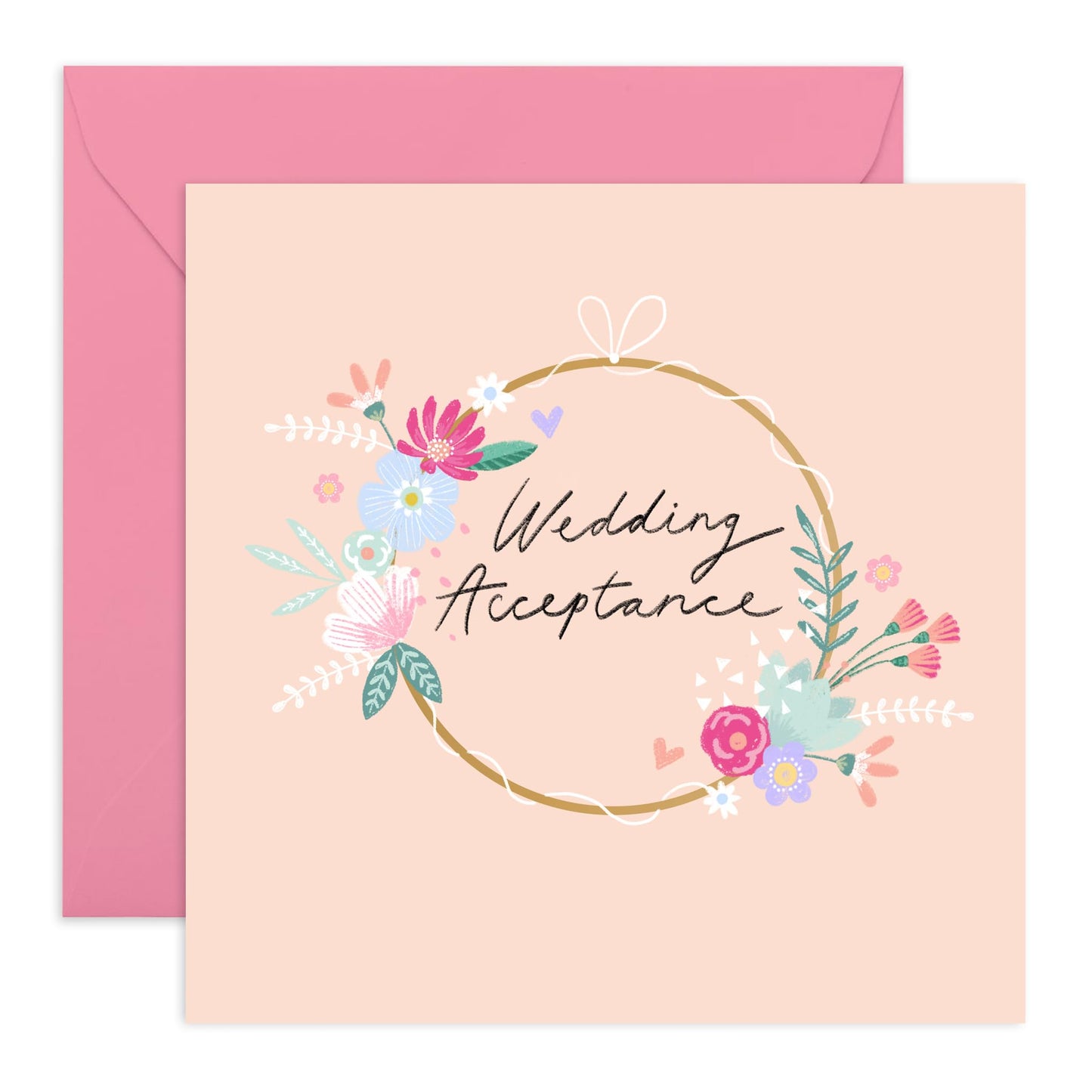 Wedding Acceptance Card For Women Men - Wreath Wedding Acceptance - Wedding Invitations From Groom Bride - Rsvp Reply Card For Friends - Floral Card - For Guest - Comes With Fun Stickers By Central 23