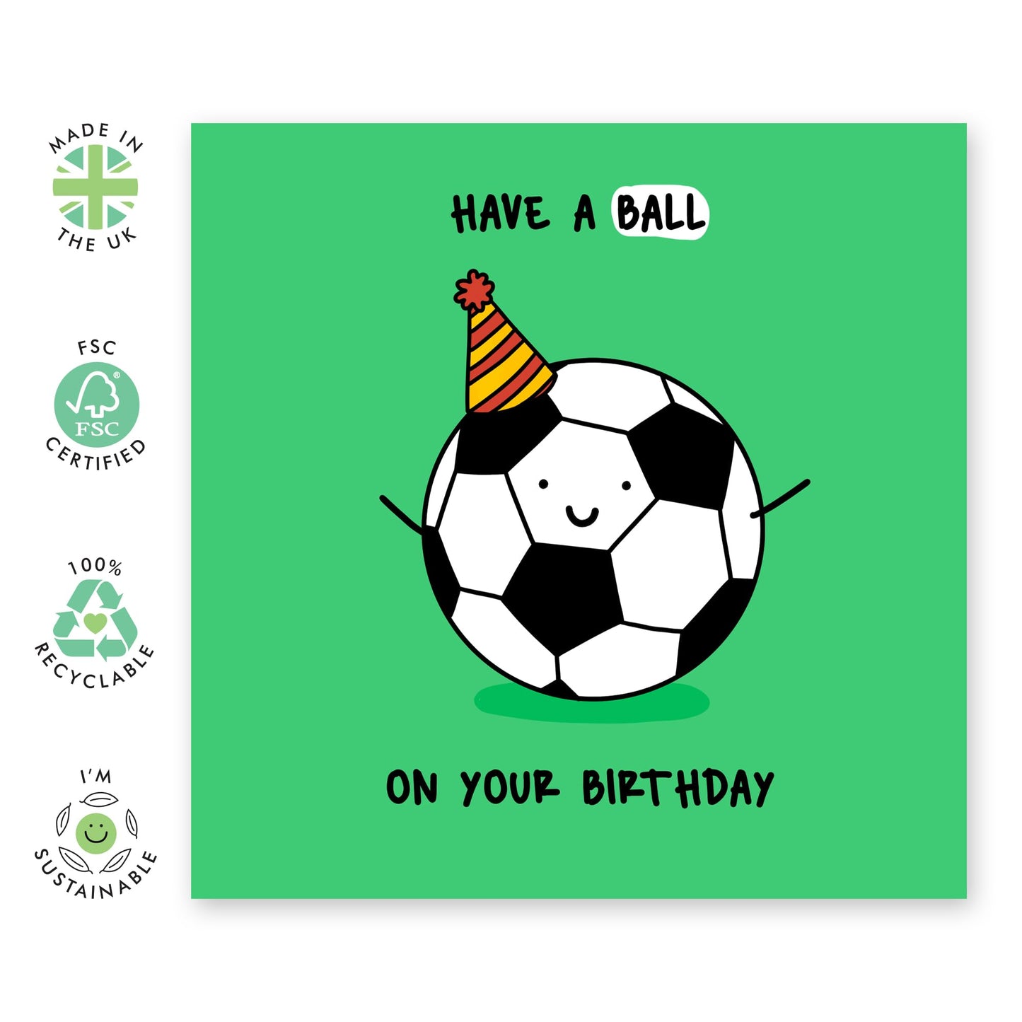 Fun Birthday Greeting Card - 'HAVE A BALL' - Perfect for Adding a Playful and Energetic Touch to Bday Celebration - Ideal for Him, Her, Friends, Family, Colleagues - Comes With Stickers By Central 23