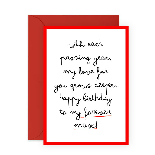 Wife Birthday Card From Husband - My Forever Muse - Romantic Birthday Gifts For Women - Sweet Greeting Cards For Her - Love Gifts For Her - Comes With Stickers - By Central 23