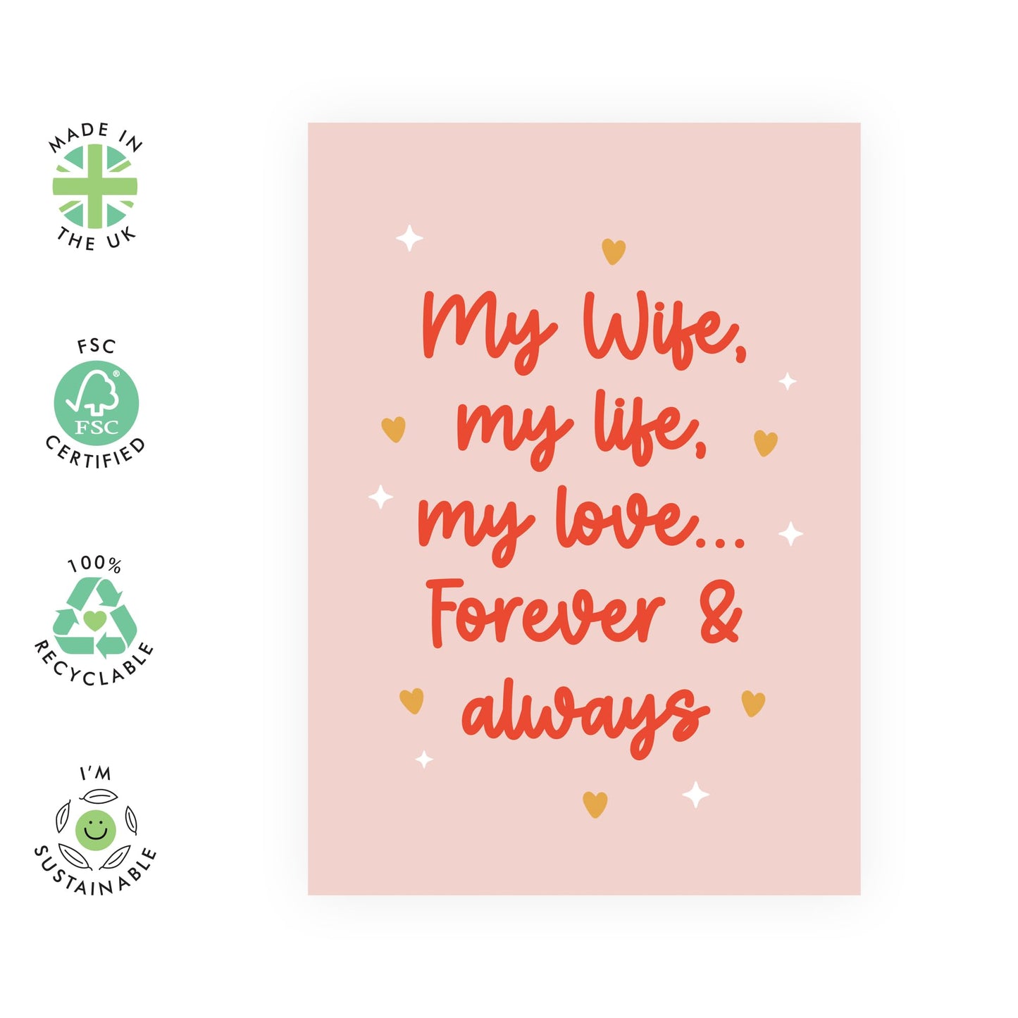 Wife Birthday Card - My Life My Love - Sweet Anniversary Card For Wife - Romantic Gifts For Her From Husband - Valentines Card Wife - Comes With Stickers - By Central 23