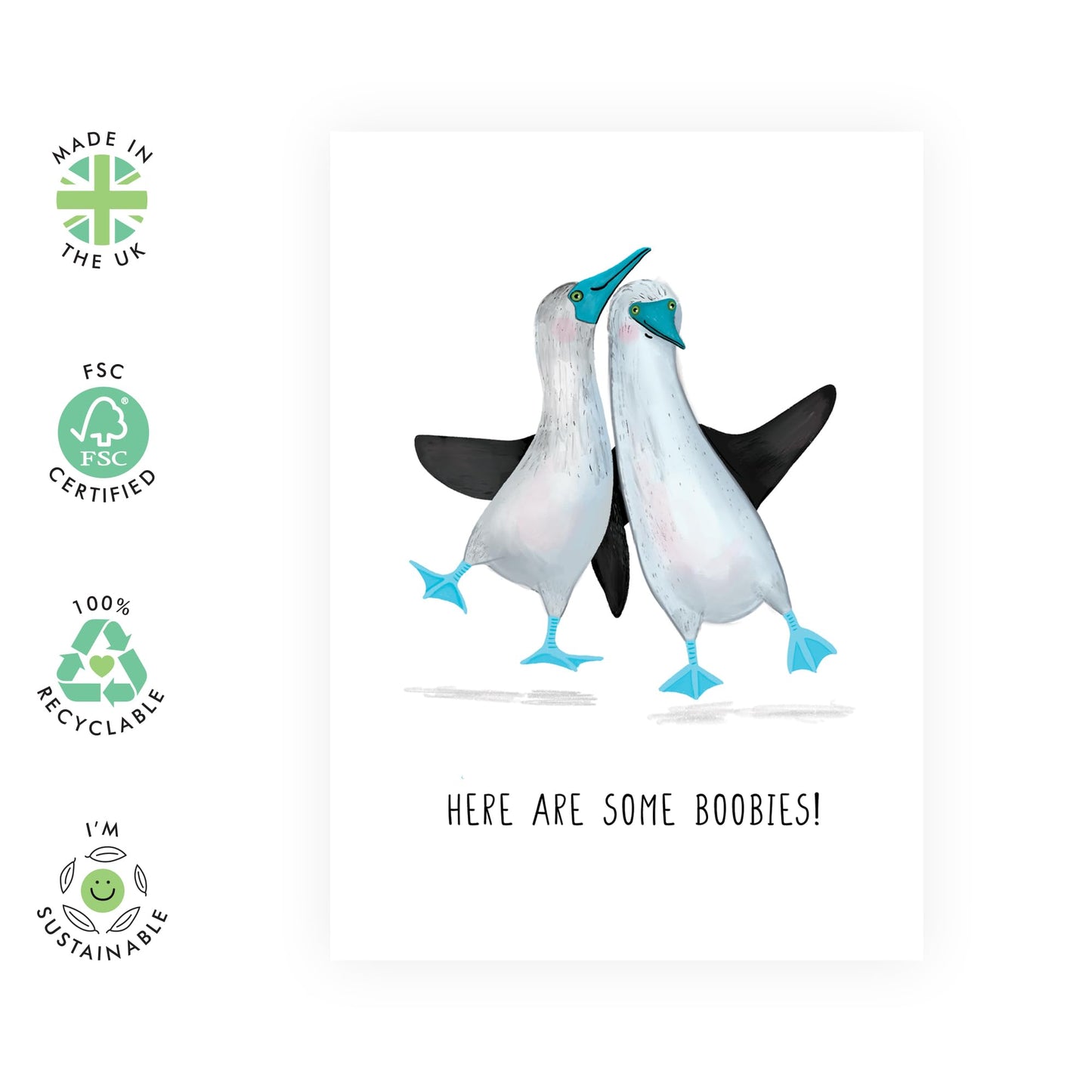 Funny Birthday Cards For Men - Here Are Some Boobies - Bird Pun Banter Humour - Anniversary Card For Husband Boyfriend - Valentine's Day Cards For Him - Comes With Fun Stickers By Central 23