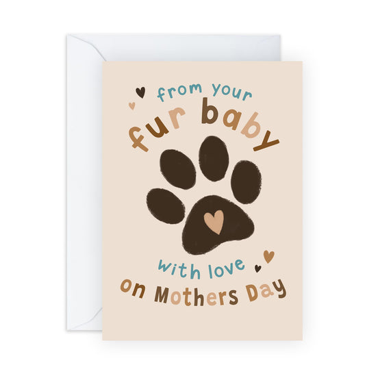 Fur Mum's Mothers Day Card from the Dog or Cat – Cute Paw - Gifts for Fur Mum, Dog Cat Mama, Pet Owners, Animal Lovers, Her, Sister, Friends, BFF, Wife, Grandma - Comes with Fun Stickers