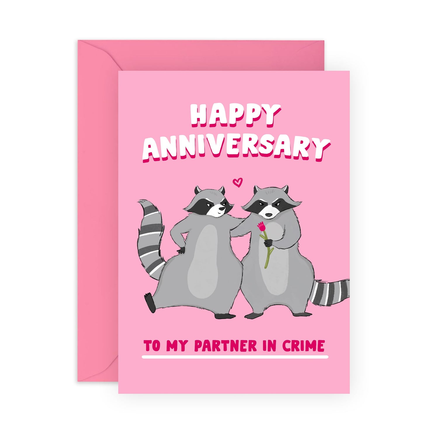 Wedding Anniversary Card Wife - Anniversary Raccoon Partner In Crime - Anniversary Card For Couple Girlfriend - Greeting Cards For Her - Couple - Comes With Fun Stickers By Central 23