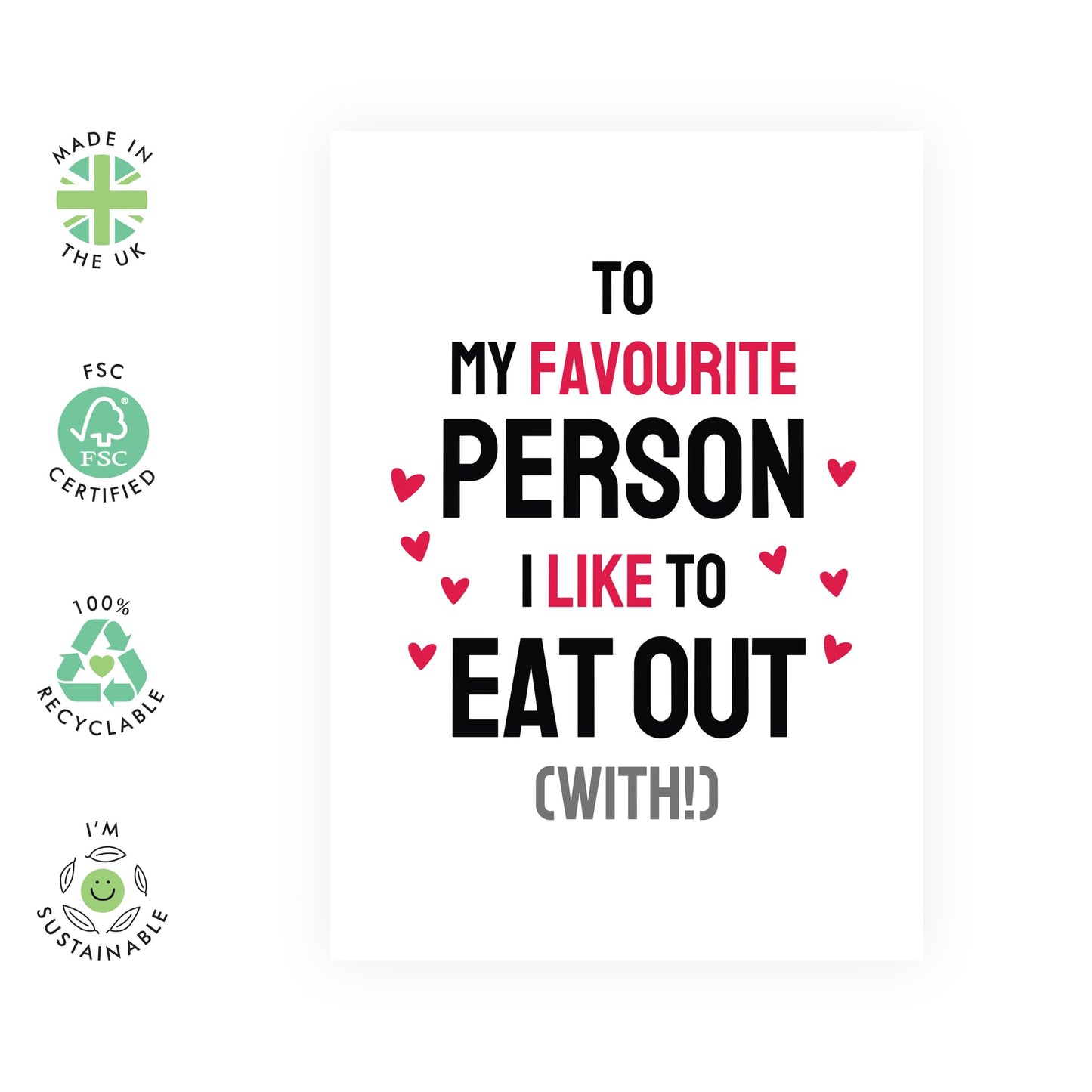 Boyfriend Birthday Card - Fav Person To Eat Out (With) - Funny Husband Birthday Card - Humour Sarcasm - Hilarious Gifts For Him Her Wife Girlfriend Partner Fiance - Comes With Stickers By Central 23
