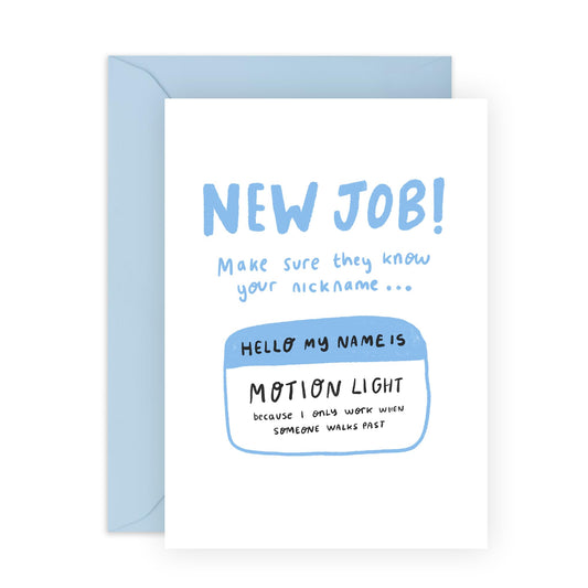 New Job Congratulations Card - ' Motion Light New Job' - Gifts for Friends, Coworker, Bestie, BFF, Bruv, Mates, Lad, Bro, Officemate - When Someone Passes By - Comes with Fun Stickers
