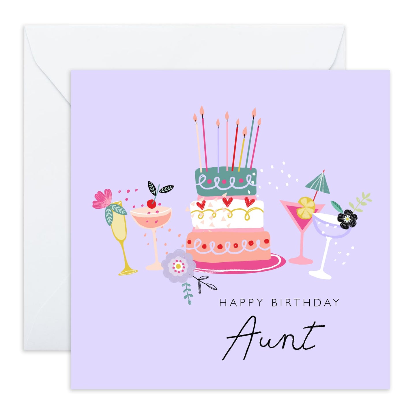 Aunt Birthday Card - Aunt Birthday Teaparty - Happy Birthday Aunty Greeting Card - Gift From Niece Nephew - Greeting Cards Her - Heartfelt Gifts Women Tia - Comes With Fun Stickers - By Central 23