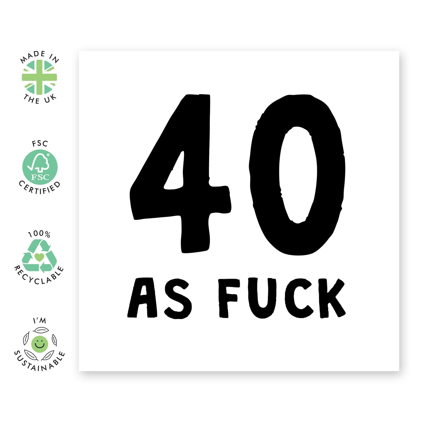 40th Birthday Card For Men Women - 40 As Fuck - Wife Husband Birthday Greeting Card - Happy Fortieth Birthday Cards For Male Female Friends - Comes With Fun Stickers By Central 23
