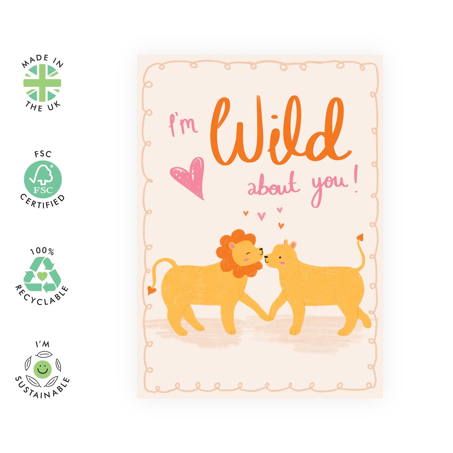 Anniversary Card For Couple - I'm Wild About You - Lions Valentines Day Cards For Wife Husband - Funny Boyfriend Girlfriend Birthday Card - Gifts For Him Her Fiance - Comes With Stickers By Central 23