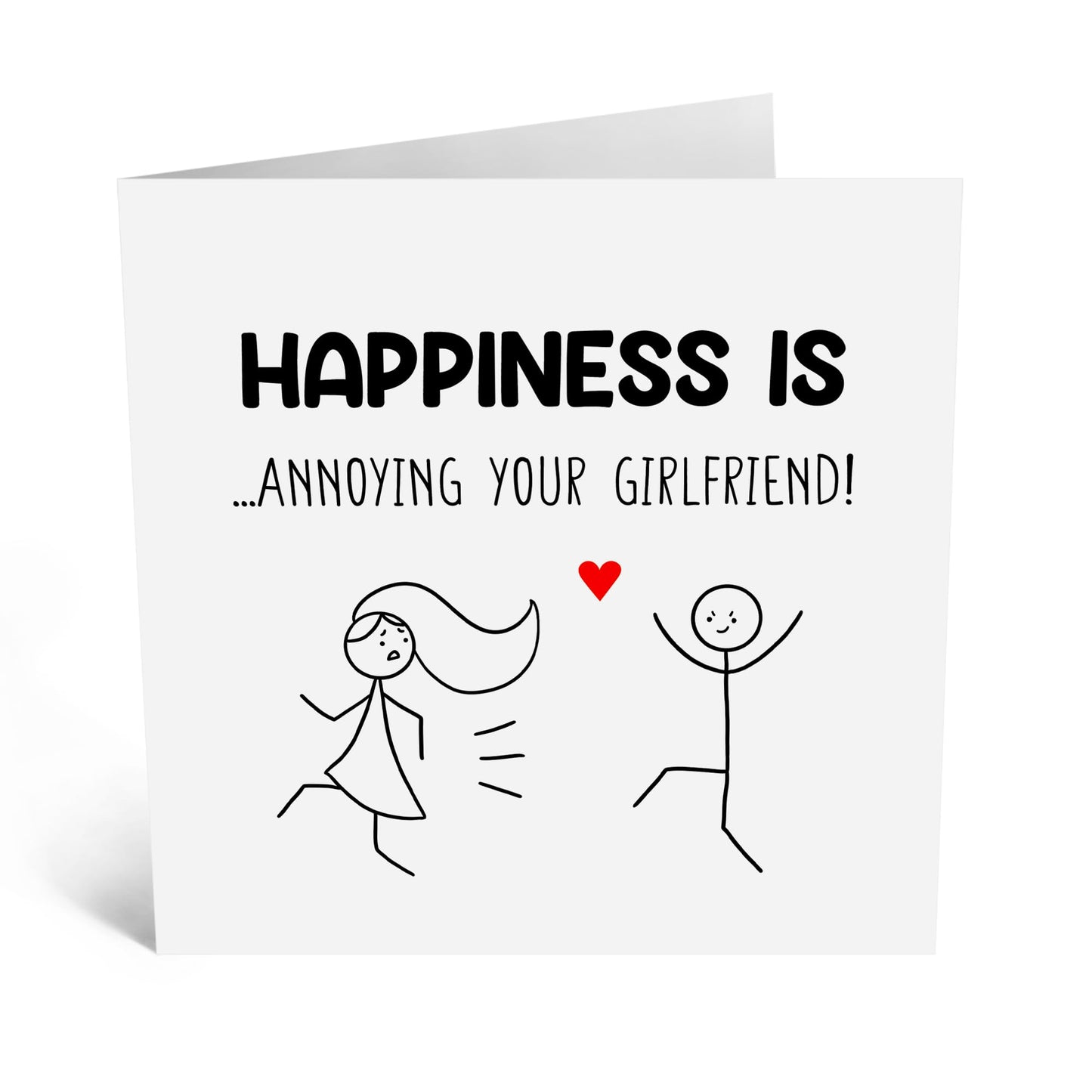 Greeting Card - 'HAPPINESS IS ANNOYING GIRLFRIEND' - Perfect for Celebrating Your Playful & Loving Relationship - Ideal for Adding Humor and Joy to Her Special Day - Comes With Stickers By Central 23
