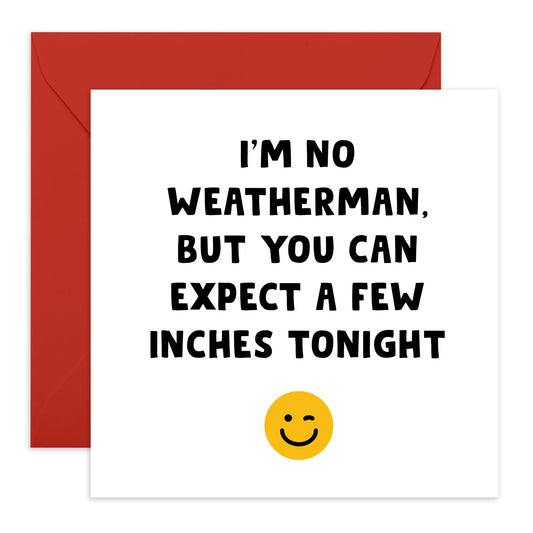Funny Birthday Card For Her - Expect A Few Inches Tonight - Naughty Anniversary Card For Wife Girlfriend - Valentines Day Card For Partner Couple - Comes With Stickers - By Central 23