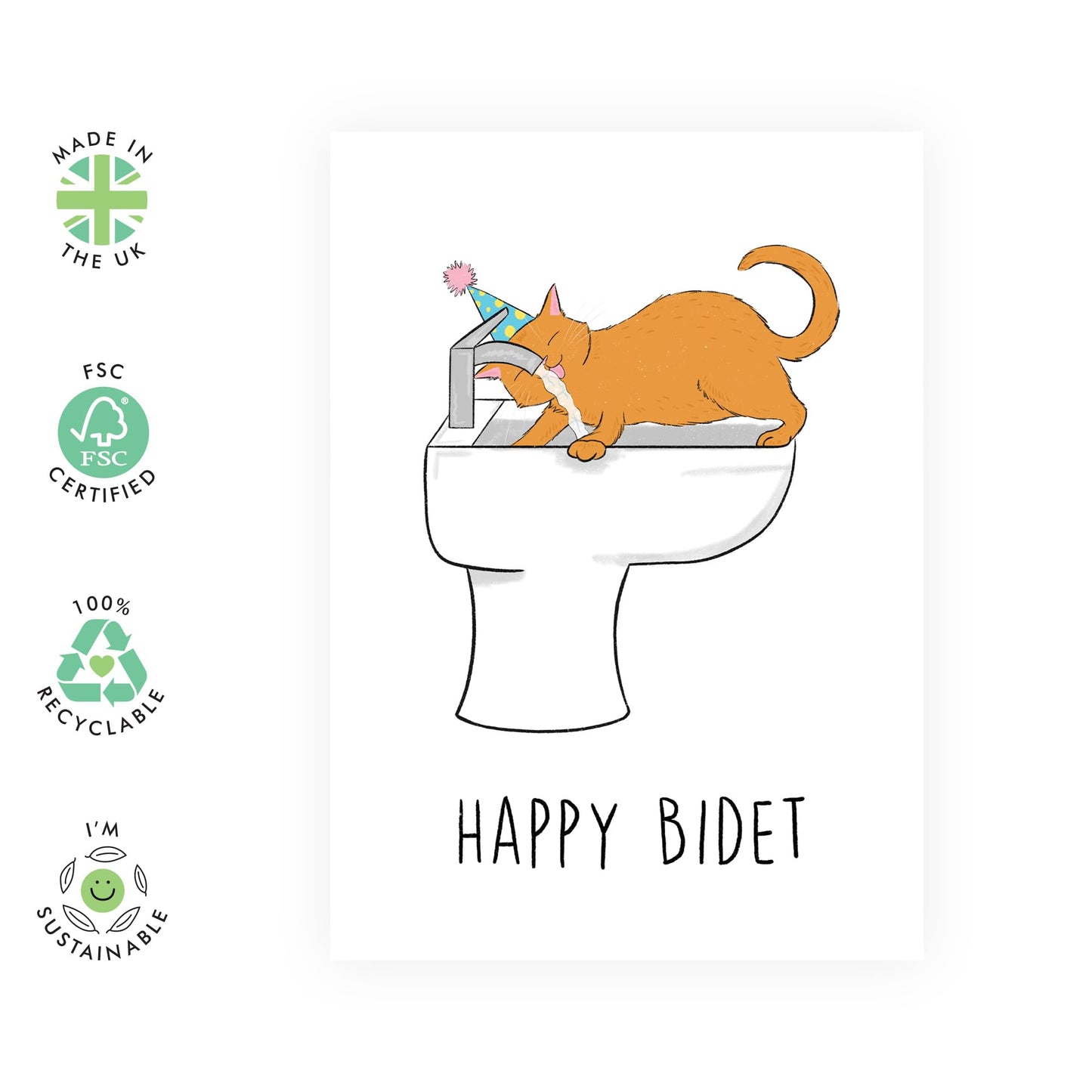 Cat Birthday Card - Happy Bidet Cat - Hilarious Birthday Cards For Women And Men - Gifts For Cat Mum And Dad - Gift For Fur Parents Cat Mum Or Dad - Comes With Stickers By Central 23