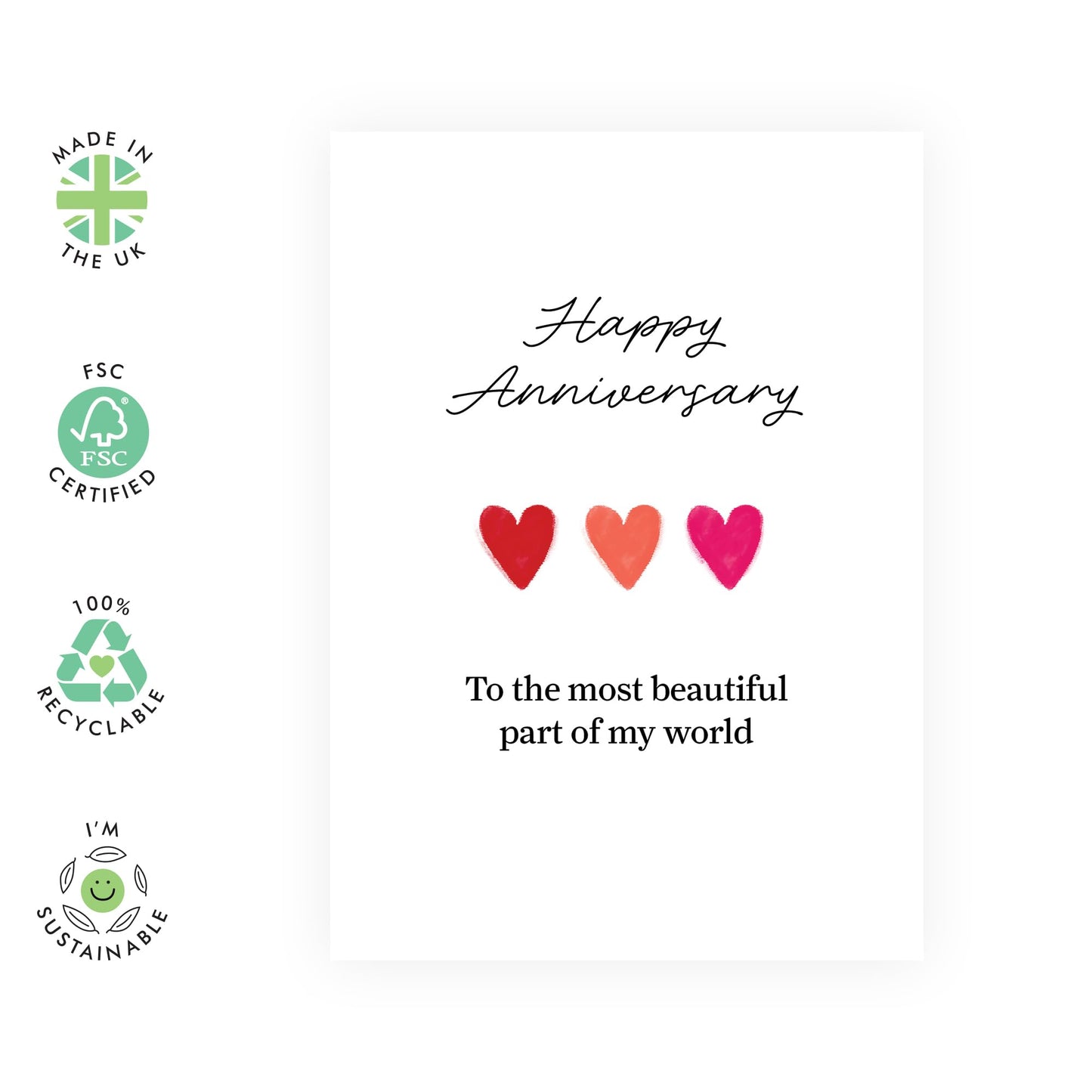 Lovely Anniversary Card for Him Her - "Beautiful Part of My World" - Gifts for Partner, Husband, Wife, Spouse, Boyfriend, Girlfriend, Babe, Darling - Romantic Presents - Includes Envelope