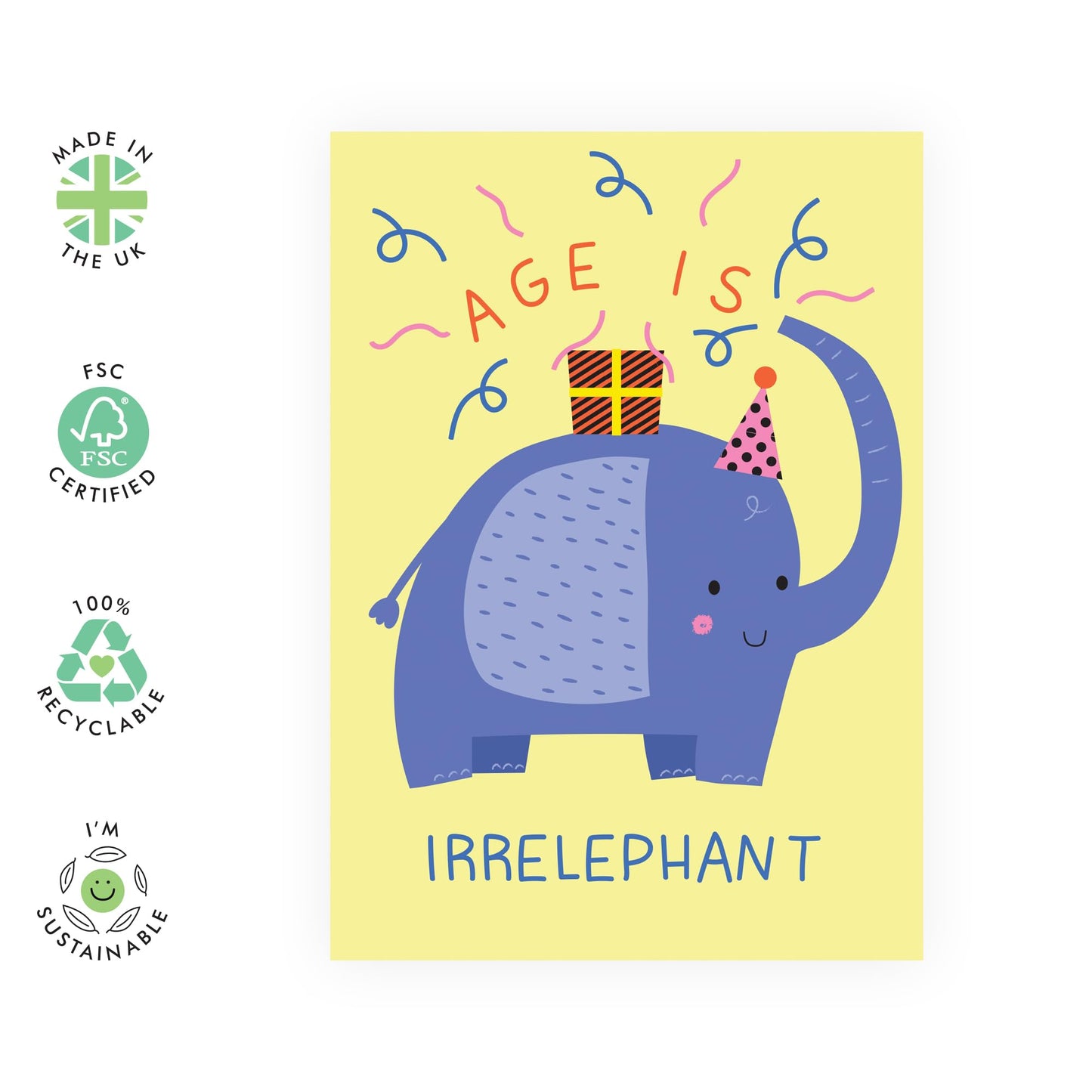 Kids Birthday Cards - Age Is Irrelephant - Baby Milestone Cards - Birthday Card Boys Girls - Gift For Son Daughter Niece Nephew - Gift From Mum Dad - Comes With Stickers By Central 23