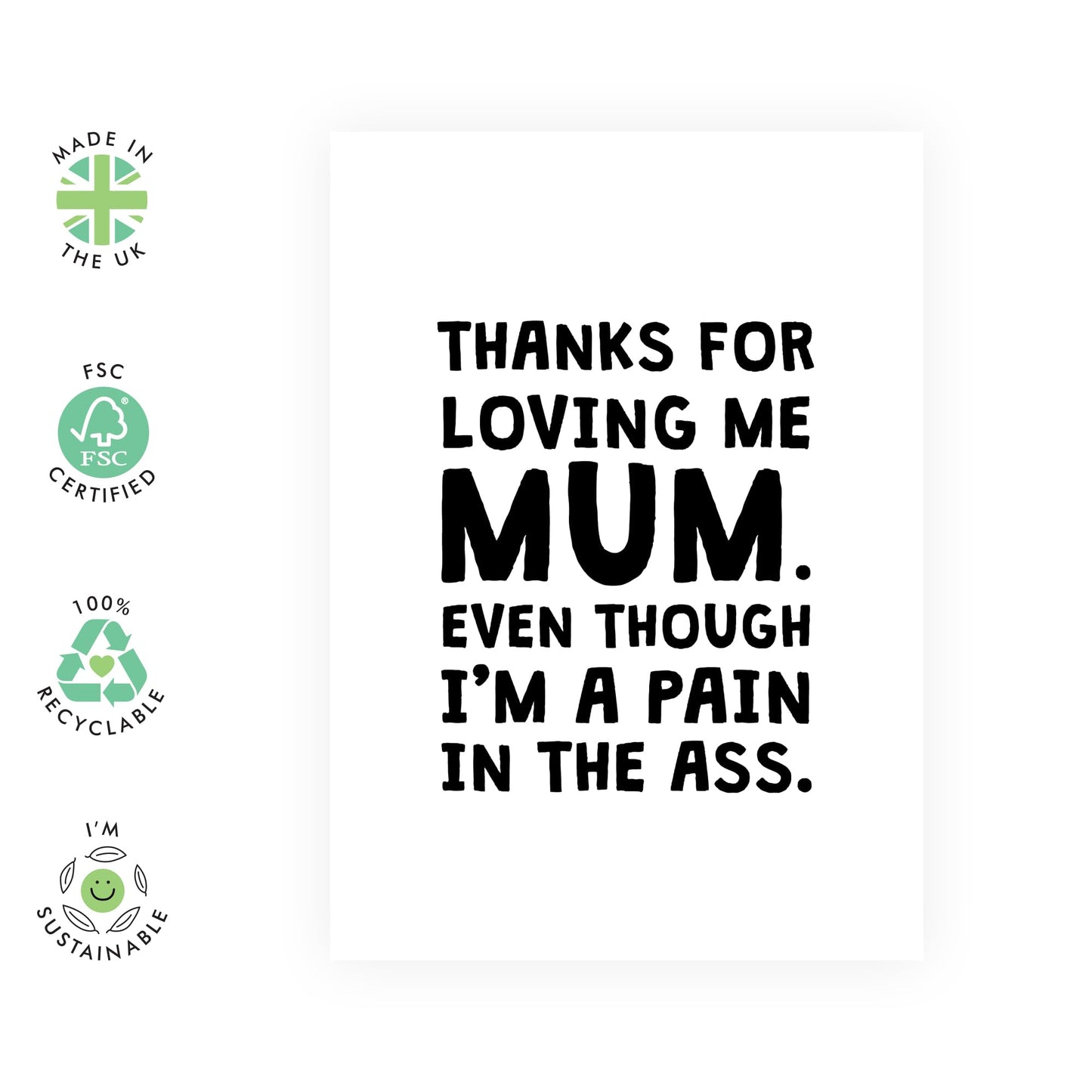 Mum's Birthday or Mothers Day Card - Thanks For Loving Me - Appreciation Gift For Mother Mummy Mama Ma Her - Thank You Presents From Daughter Or Son - Comes With Stickers