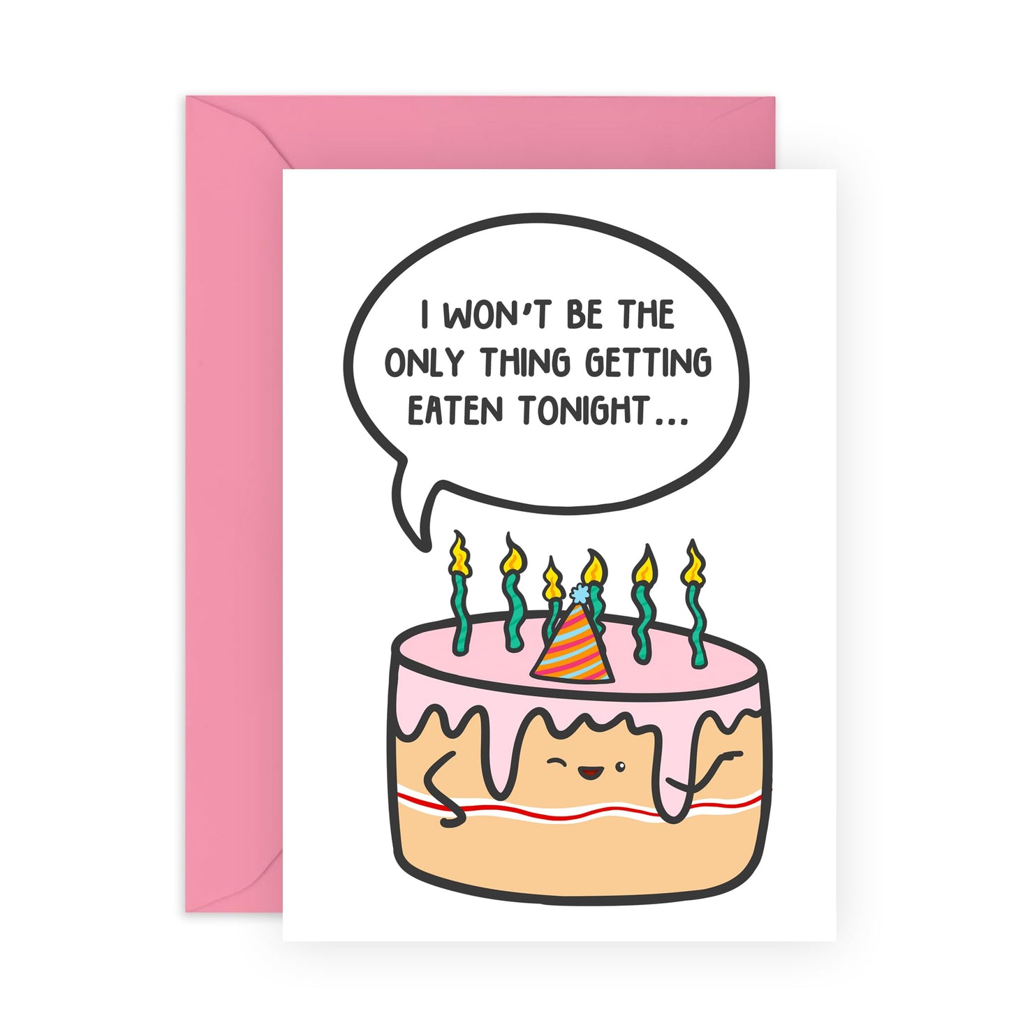 Wife Birthday Card Funny - The Only Thing Getting Eaten Tonight Cake - Raunchy Humour - Naughty Birthday Cards For Husband Cute - Gifts For Girlfriend Boyfriend - Comes With Fun Stickers By Central 23