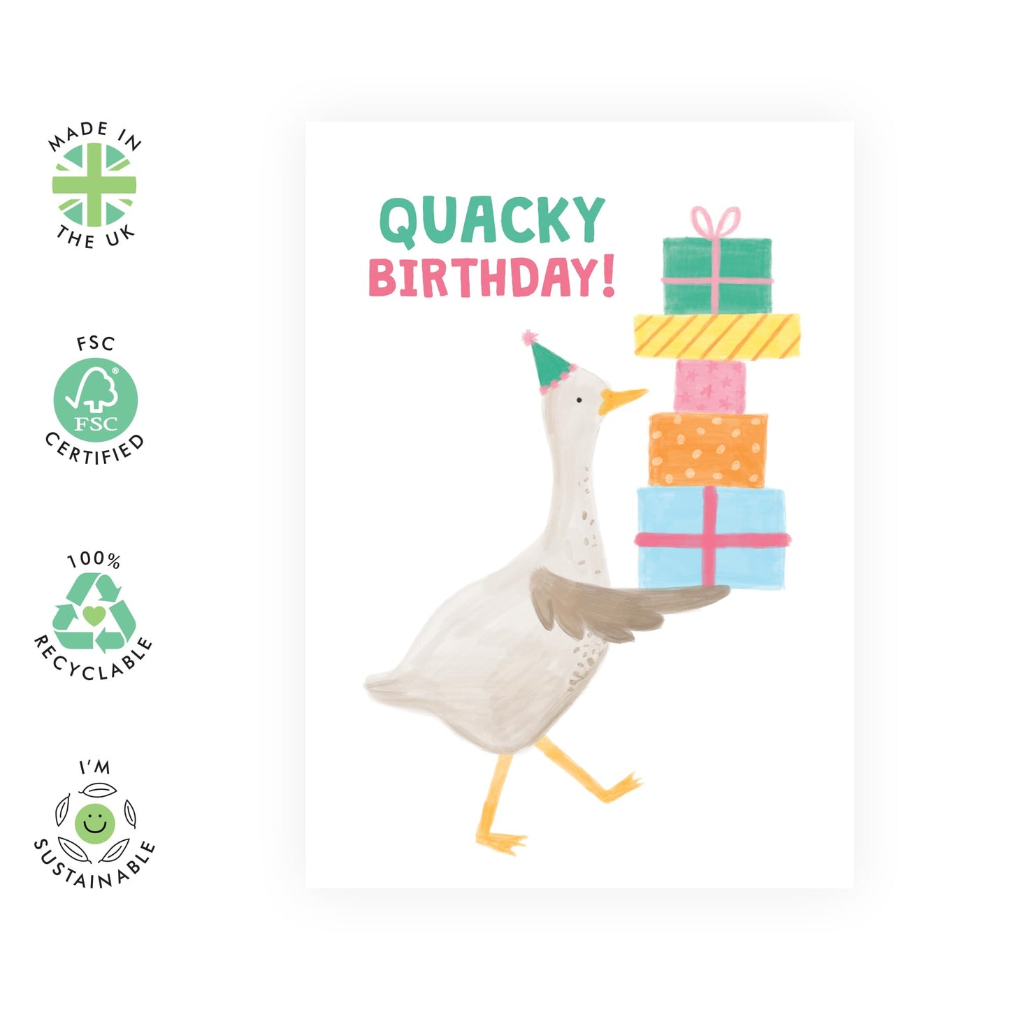 Birthday Card For Him Her - Quacky Birthday - Witty Greeting Cards Birthday - Birthday Cards For Men Women - Comes With Stickers By Central 23
