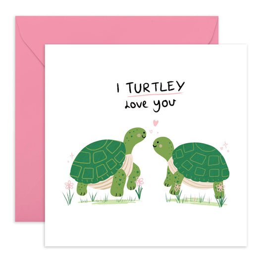 Valentines Card For Girlfriend Boyfriend Partner - I Turtly Love You - Wedding Anniversary Card For Husband Wife - Romantic Anniversary Card For Him - Comes With Fun Stickers By Central 23