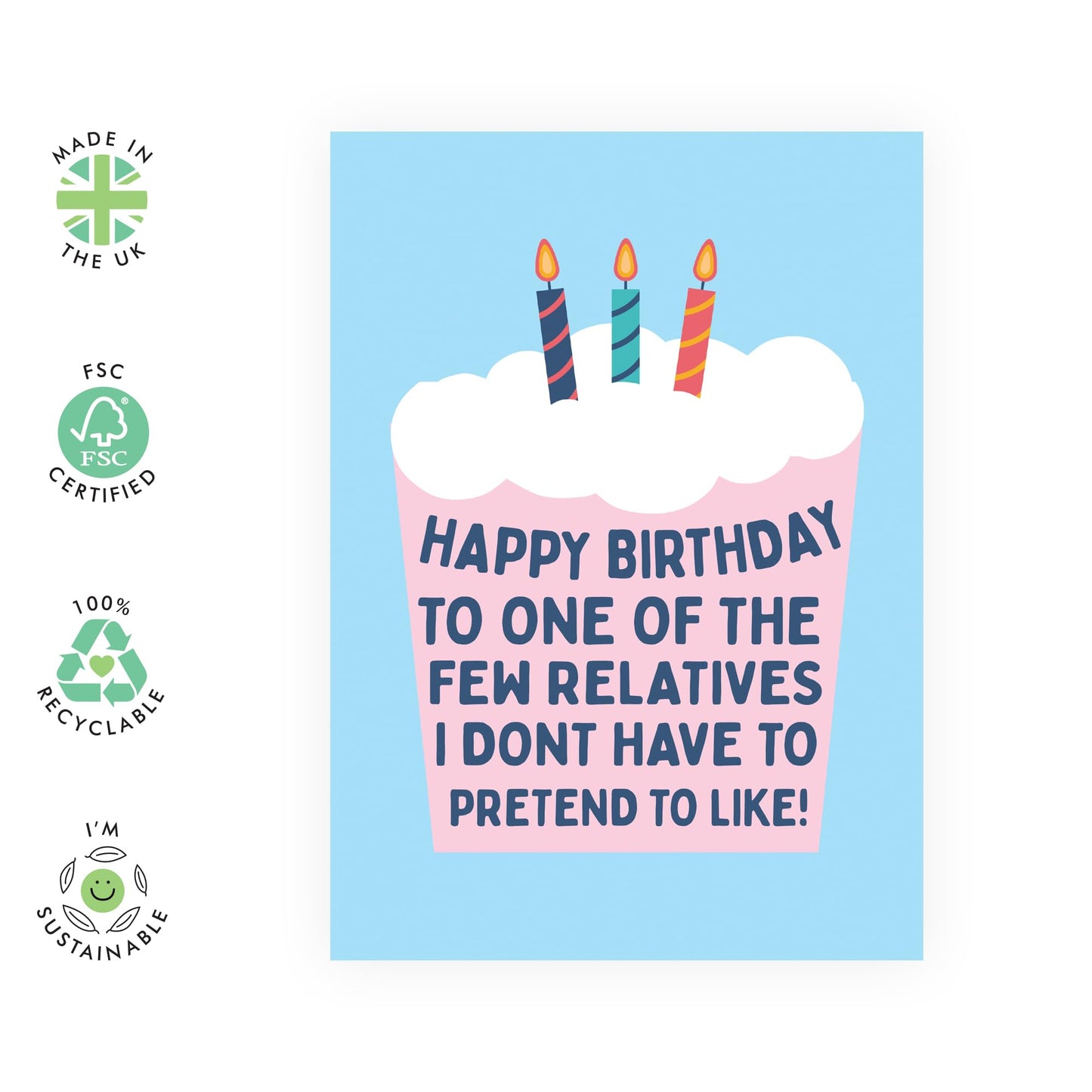 Cousin Birthday Card - I Don't Have To Pretend To Like - Cheeky Birthday Cards For Men Women - Greeting Cards For Niece Nephew Auntie Uncle - Gifts For Him Her - Comes With Stickers - By Central 23