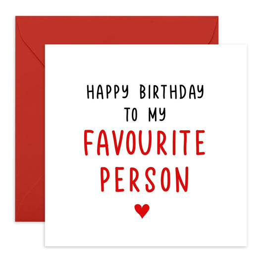 Birthday Card For Boyfriend Girlfriend - To My Favourite Person - Sweet Birthday Cards For Men Women - Love Gifts For Husband Wife - Comes With Stickers - By Central 23