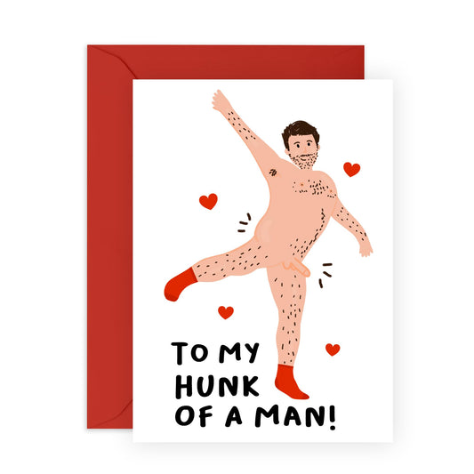 Anniversary Card For Husband - My Hunk Of A Man - Partner Birthday Card For Him - Raunchy Boyfriend Valentines Day Card - Funny Gifts For Men - Comes With Stickers By Central 23