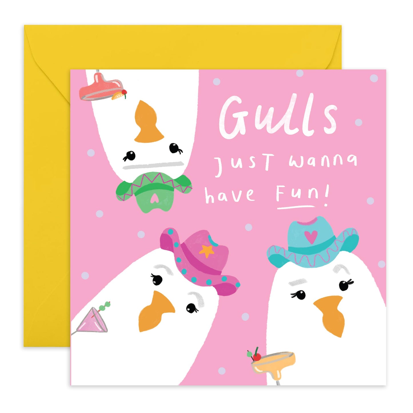 Sea Gulls Greeting Card for Friends - 'Gulls Just Wanna Have Fun' - Gifts for BFF, Best Friends, Girlfriend, Sister, Sis, Coleagues, Family, Ladies, Girls, Women - Fun Time - Comes with Fun Stickers