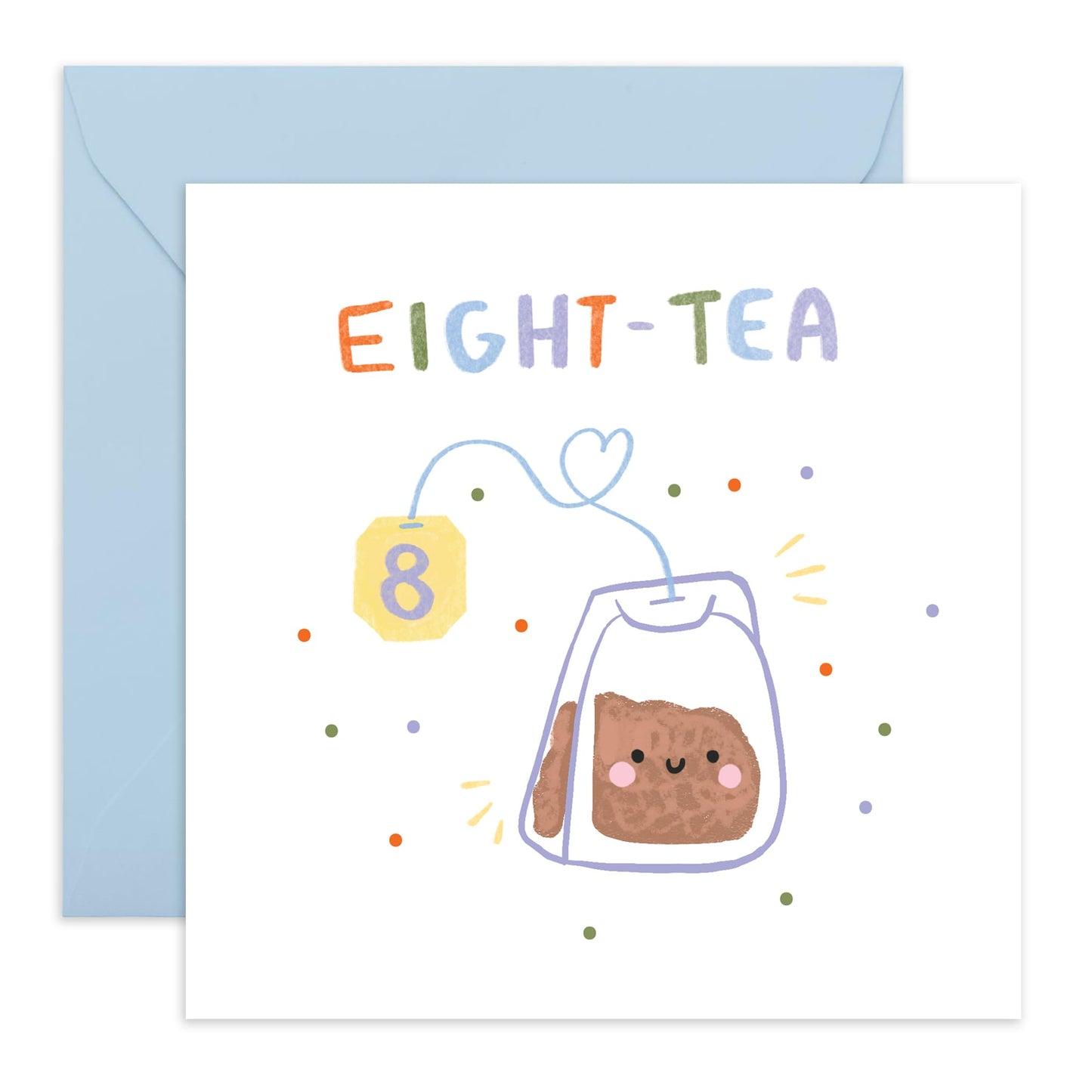 80th Birthday Card Teabag - 'Eight Tea' - Gifts for Men, Women, Retired, Seniors, Grandma, Grandpa - Creative Eighty Years Old - Comes with Fun Stickers