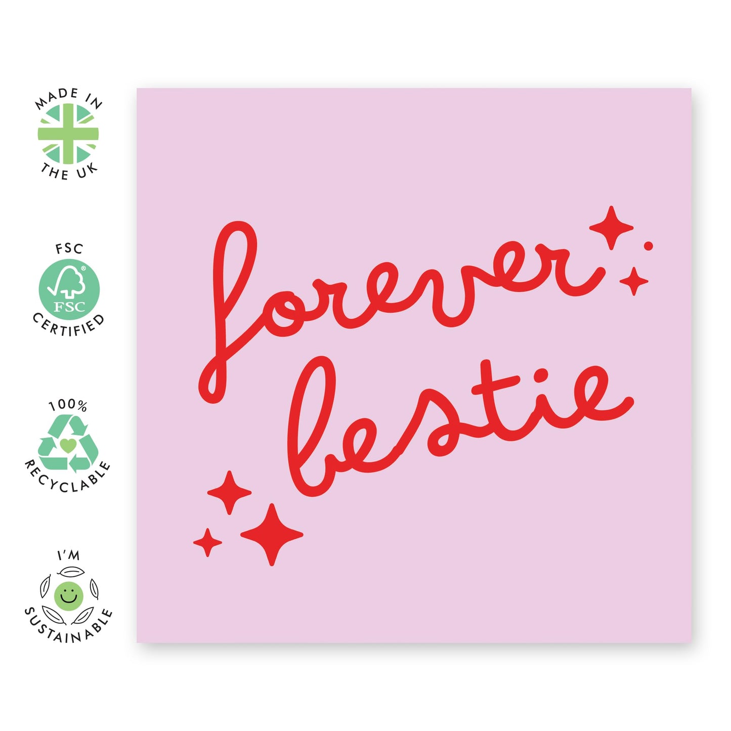 Bestie Birthday Card - Sweet Friendship Gifts For Women - Forever Bestie - Thank You Appreciation For Best Friend Bff Colleague - Gifts For Her - Comes With Stickers - By Central 23