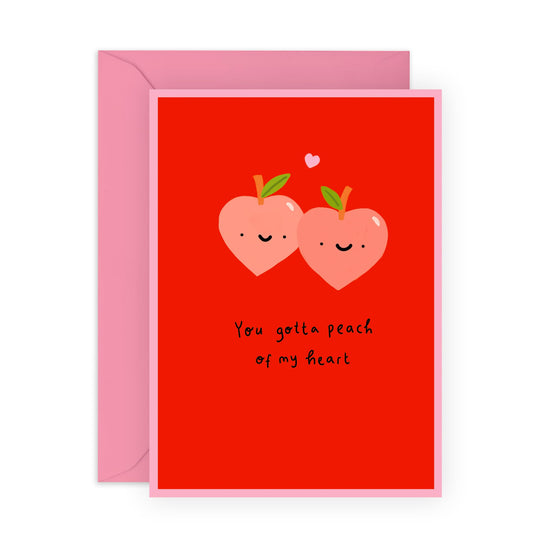 Central 23 Greeting Card - 'PEACH OF MY HEART' - Perfect for Adding a Sweet Touch to Any Occasion - Romantic Gift for Him, Her, Wife, Husband, Partners, Girlfriend, Boyfriend - Comes with Stickers