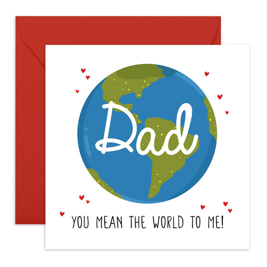 Greeting Card - 'DAD, YOU MEAN THE WORLD' - Perfect for Expressing Love and Appreciation - Ideal for Celebrating Your Amazing Dad, Father, or Daddy on Any Occasion - Comes With Stickers By Central 23