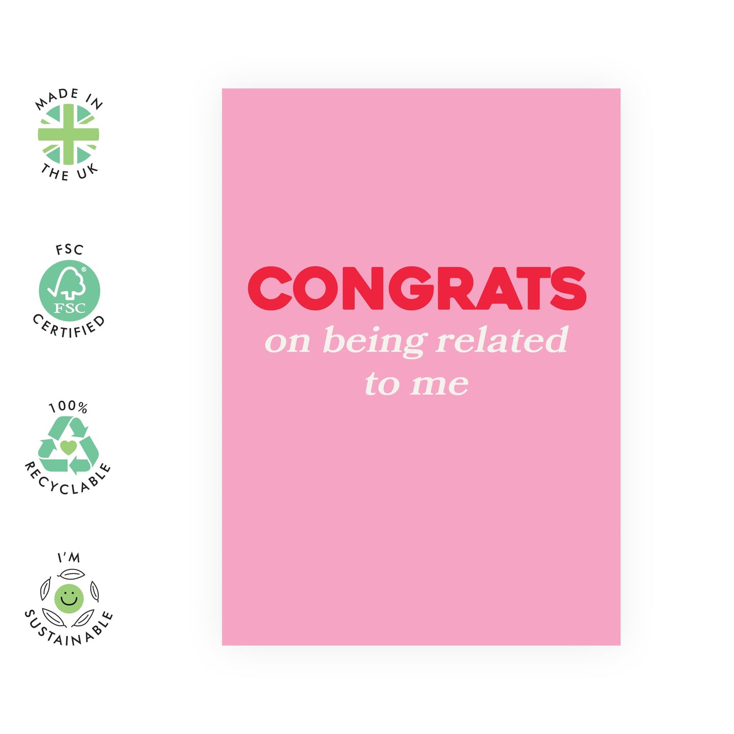 Sister Birthday Card - Congrats On Being Related To Me - Funny Birthday Cards For Women - Humorous Gifts For Mum Cousin Niece - Comes With Stickers - By Central 23