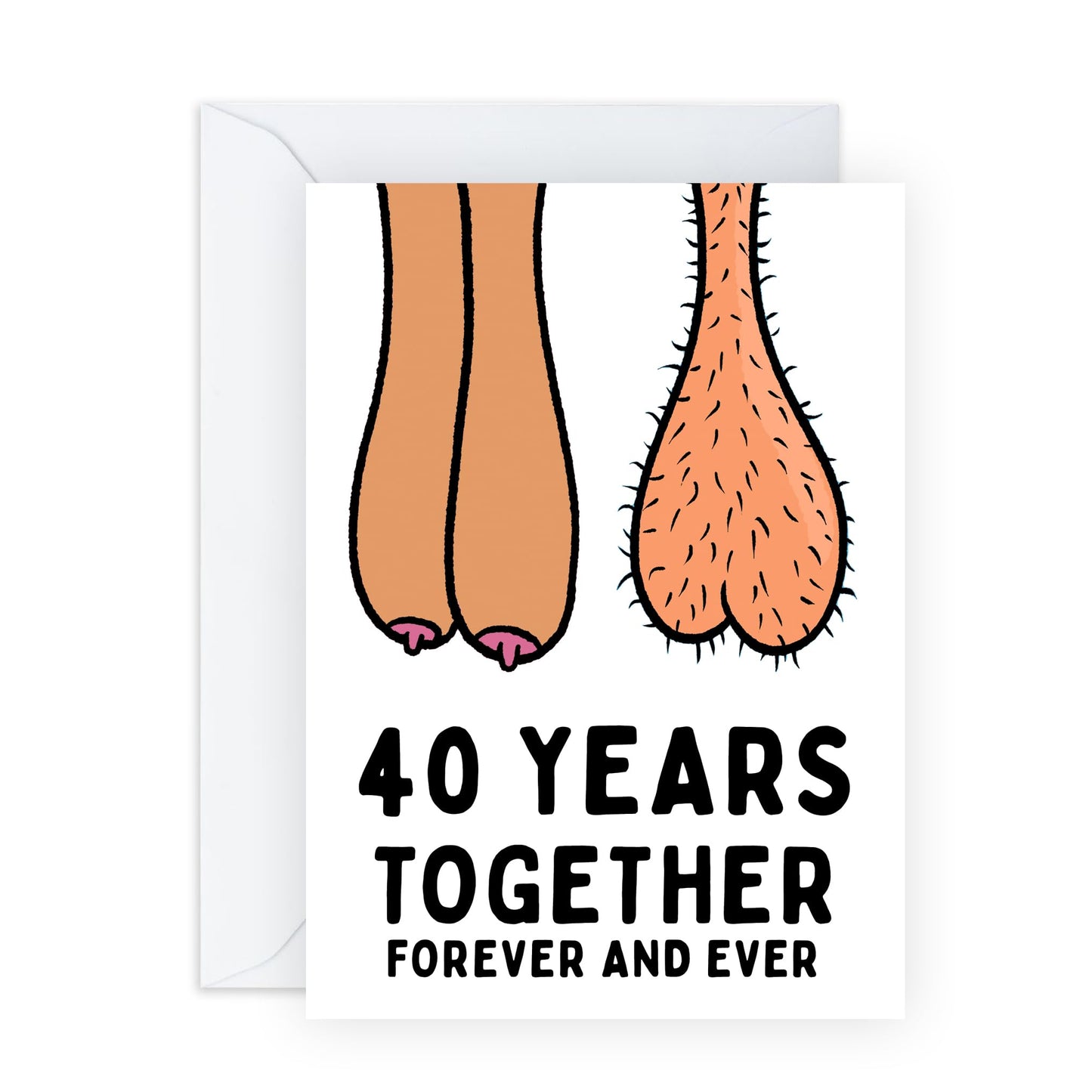 Hilarious 40th Anniversary Card - '40 Years Together Forever' - Gifts for Husband, Wife, Her, Him, Spouse, Partner, Honey, Babe - Balls and Melons - Comes with Fun Stickers